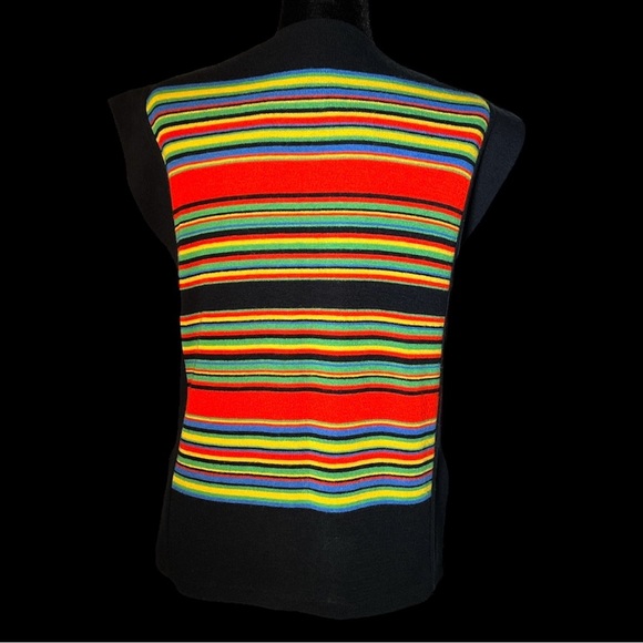 Keneth Too! - 70's/80's Technicolor Pullover Sleeveless Sweater - Size M/L - Picture 4 of 7